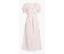 Brigitte gingham linen-blend midi dress - Pink