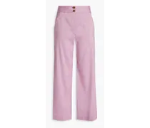 Jeanne linen-blend Oxford wide-leg pants - Purple