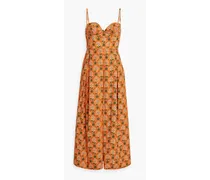 Mambo Herbal floral-print cotton-poplin midi dress - Orange