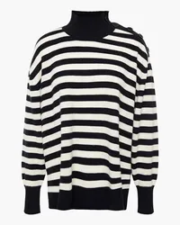 Zimmermann Button-detailed striped cashmere turtleneck sweater - Black Black