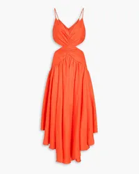 Zimmermann Asymmetric cutout linen midi dress - Orange Orange