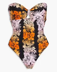 Sandro Cutout floral-print bandeau swimsuit - Black Black