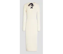 Lace-up cotton midi dress - White