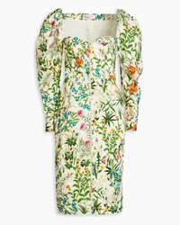 Oscar de la Renta Floral-print cotton-blend poplin dress - Green Green