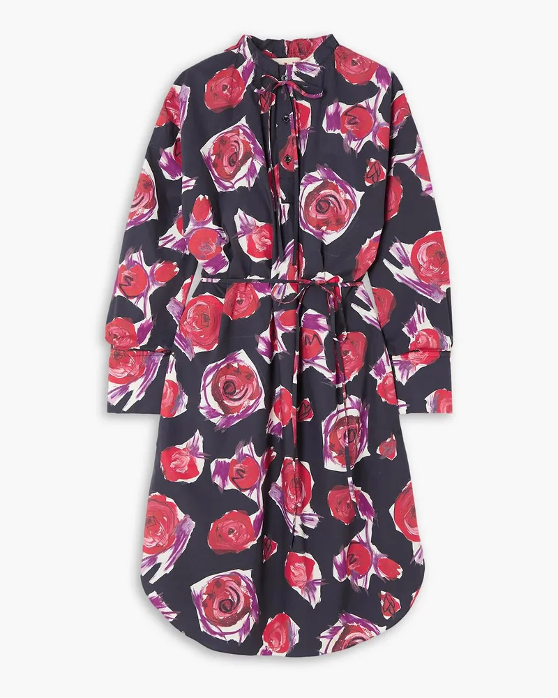 Marni Floral-print cotton-poplin midi dress - Black Black