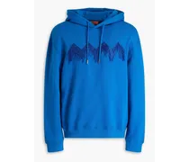 Embroidered cotton-fleece hoodie - Blue