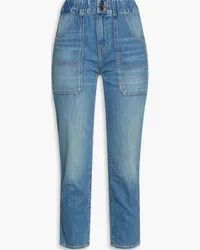 Veronica Beard Cropped faded mid-rise tapered jeans - Blue Blue