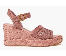 Braided raffia wedge espadrille sandals - Pink