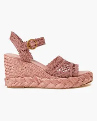 Tory Burch Braided raffia wedge espadrille sandals - Pink Pink