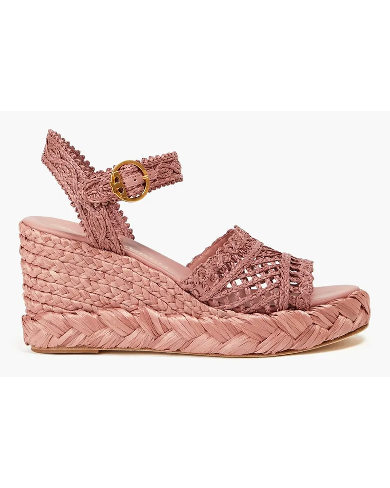 Braided raffia wedge espadrille sandals - Pink