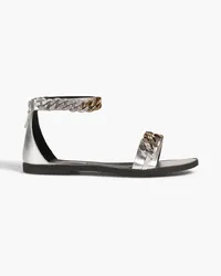 Stella McCartney Falabella chain-embellished metallic faux leather sandals - Metallic Metallic