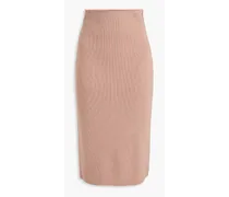 Ribbed wool pencil skirt - Pink