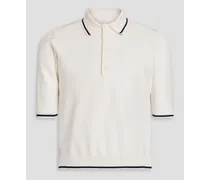 Silk and cotton-blend piqué polo shirt - White