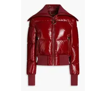 Quilted faux patent-leather down jacket - Burgundy