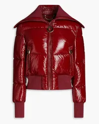 Zimmermann Quilted faux patent-leather down jacket - Burgundy Burgundy