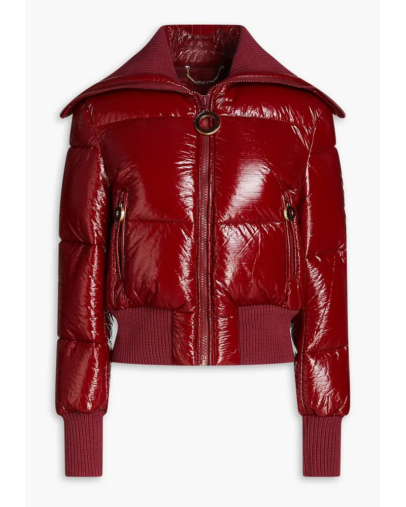 Zimmermann Quilted faux patent-leather down jacket - Burgundy Burgundy