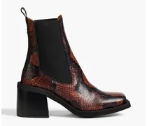 Snake-effect leather Chelsea boots - Brown