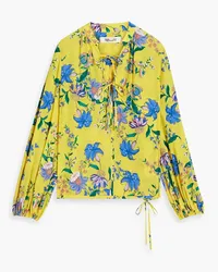 Diane von Furstenberg Ginny floral-print crepe de chine blouse - Yellow Yellow