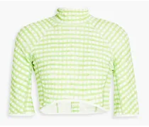 Tuba cropped gingham jersey turtleneck top - Green