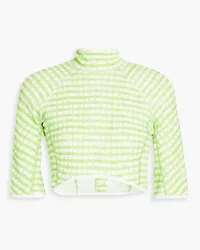 Jacquemus Tuba cropped gingham jersey turtleneck top - Green Green