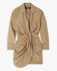 Jacquemus Bahia draped knotted twill mini dress - Neutral Neutral