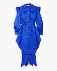 AZ FACTORY Thebe Magugu Amigos bow-detailed cotton-twill midi shirt dress - Blue Blue