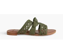 Clarita bow-embellished woven leather sandals - Green