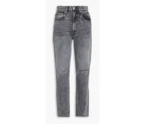Sierra distressed high-rise straight-leg jeans - Gray