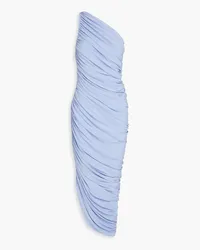 Norma Kamali Diana one-shoulder ruched stretch-jersey maxi dress - Blue Blue