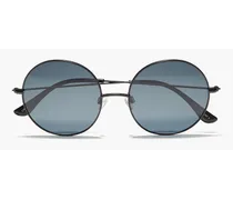 Round-frame gunmetal-tone sunglasses - Black