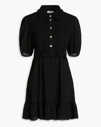 Sandro Shirred seersucker mini dress - Black Black