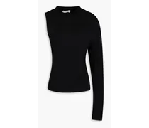 One-sleeve stretch-jersey top - Black