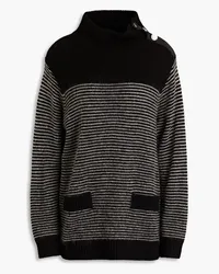 Claudie Pierlot Striped wool-blend turtleneck sweater - Black Black