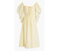 Crinkled cotton-poplin midi dress - Yellow