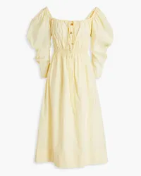 REJINA PYO Crinkled cotton-poplin midi dress - Yellow Yellow