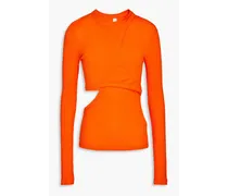Ribbed stretch-cotton jersey top - Orange
