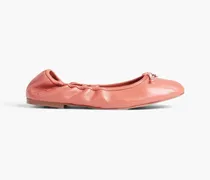 Felicia bow-detailed leather ballet flats - Pink