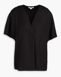 Vince Pleated silk-blend satin-twill blouse - Black Black