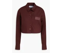 Cropped cotton-poplin shirt - Burgundy