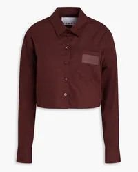 ROTATE Birger Christensen Cropped cotton-poplin shirt - Burgundy Burgundy