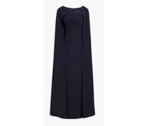 Cape-effect twisted stretch-crepe gown - Blue