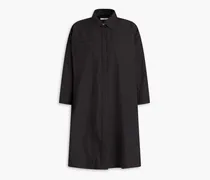 Oversized crinkled cotton-blend poplin shirt - Black