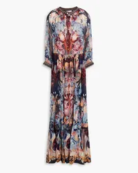 Camilla Crystal-embellished floral-print silk-crepon maxi dress - Blue Blue