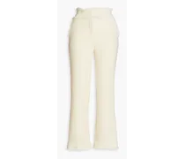 Cropped wool-blend tweed kick-flare pants - White