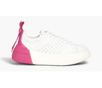 Perforated leather platform sneakers - Pink