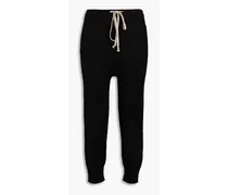 Cropped cashmere track pants - Black