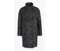 Double-breasted tweed coat - Black