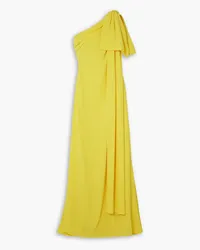 BERNADETTE Gala one-shoulder bow-embellished georgette gown - Yellow Yellow