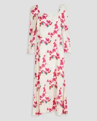 ba&sh Printed jacquard midi dress - White White