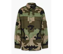 Embroidered camouflage-print cotton jacket - Green
